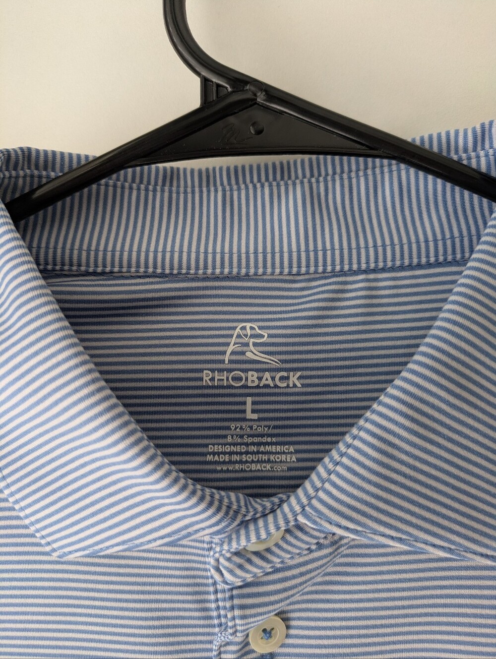 Blue & White Striped RHOBACK Polo (L) - Picture 3 of 4
